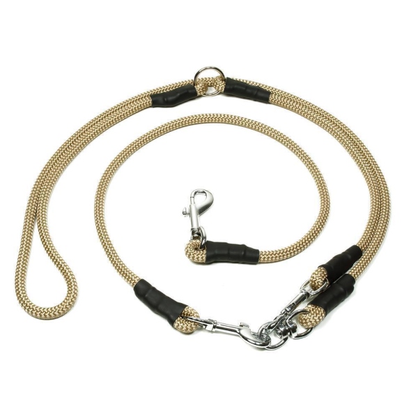 Mystique® "Hunting Profi" Umhängeleine 8mm S - 230cm beige 150cm + 80cm mit Karabiner