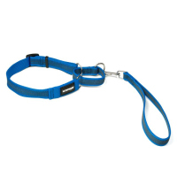 Mystique® Gummierte Agility Leine 25mm blau 35-50cm