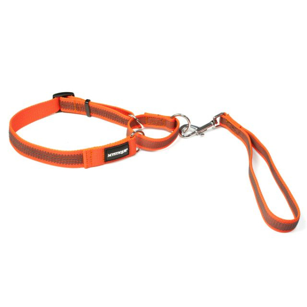 Mystique® Gummierte Agility Leine 25mm neon orange 45-60cm