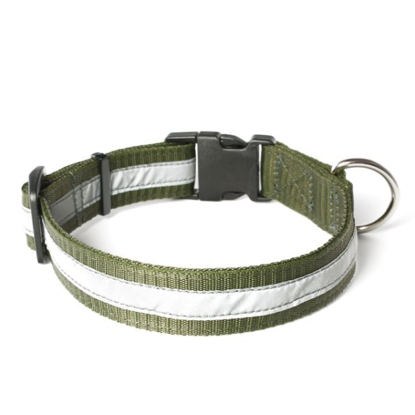 Mystique® Nylon Halsband Profi reflex 25mm khaki 40-50cm