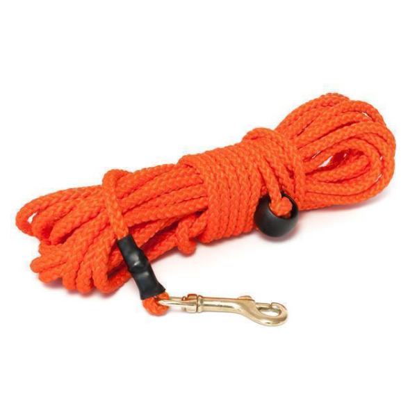 Mystique® Nylon Feldleine rund 7mm neon orange 5m messing Karabinerhaken