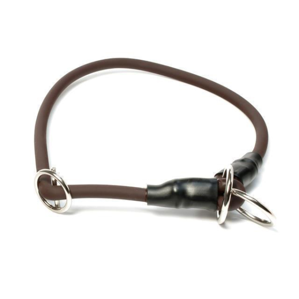 Mystique® Biothane Halsband rund mit Zugbegrenzung 8mm braun 40cm