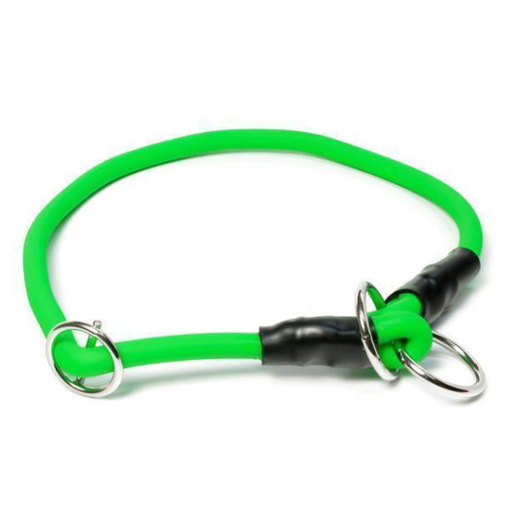 Mystique® Biothane Halsband rund mit Zugbegrenzung 8mm neon grün 50cm