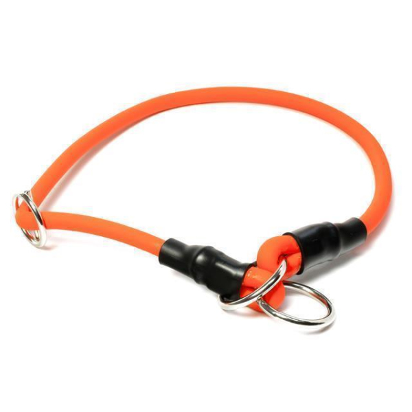 Mystique® Biothane Halsband rund mit Zugbegrenzung 8mm neon orange 40cm