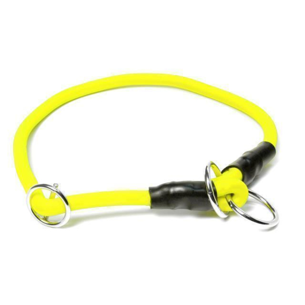 Mystique® Biothane Halsband rund mit Zugbegrenzung 8mm neon gelb 55cm