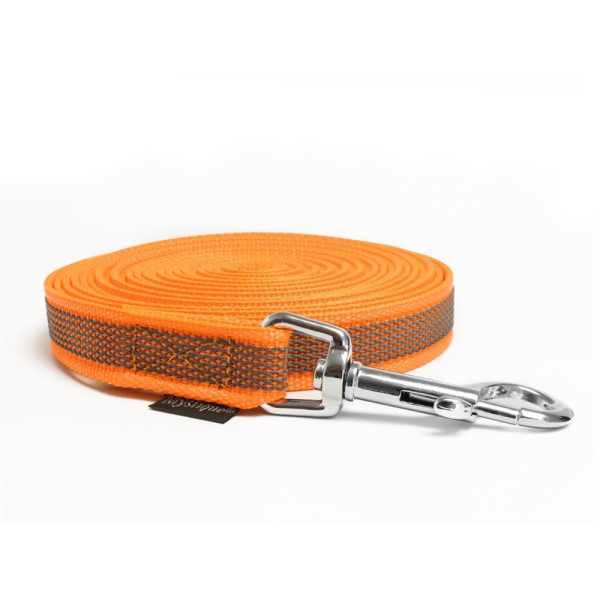 Mystique® Gummierte Schleppleine 20mm ohne Handschlaufe Standard Karabiner neon orange 5m