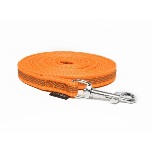 Mystique® Gummierte Schleppleine 15mm ohne Handschlaufe Standard Karabiner neon orange 5m