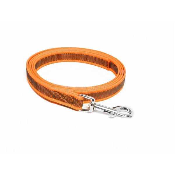 Mystique® Gummierte Leine 15mm ohne Handschlaufe Standard Karabiner neon orange 50cm
