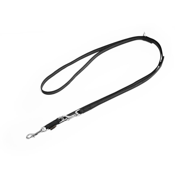 Mystique® Gummierte Umhängeleine Leine 12mm Standard Karabiner schwarz 2m