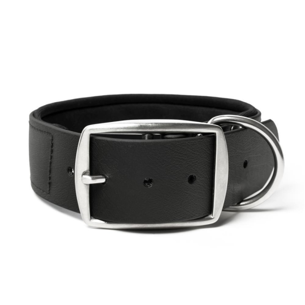 Mystique® Biothane Halsband Deluxe Neopren 38mm rostfrei schwarz 60-70cm