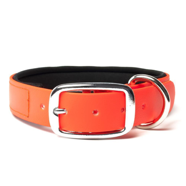 Mystique® Biothane Halsband Deluxe Neopren 19mm beta neon orange 30-38cm