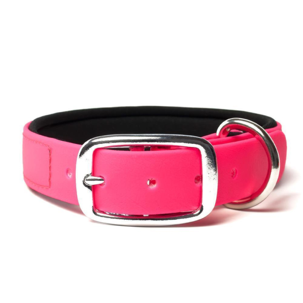 Mystique® Biothane Halsband Deluxe Neopren 19mm beta neon pink 30-38cm