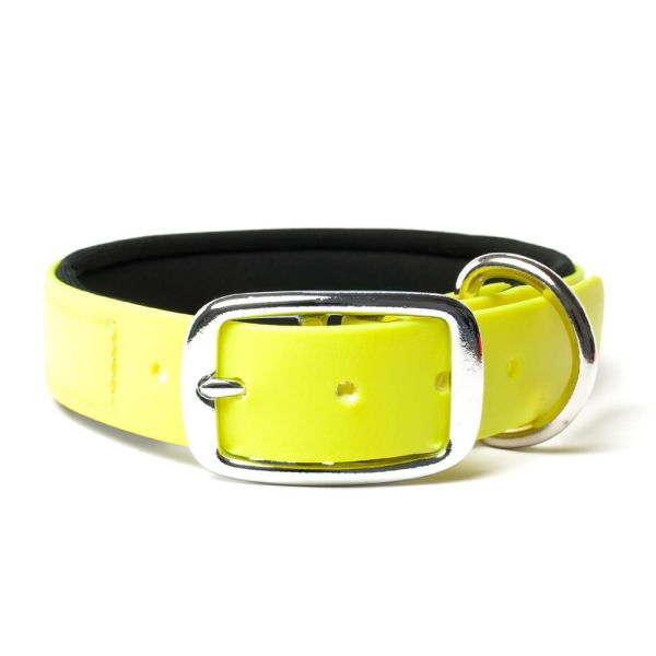 Mystique® Biothane Halsband Deluxe Neopren 25mm beta neon gelb 40-48cm