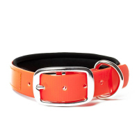 Mystique® Biothane Halsband Deluxe Neopren 25mm gold neon orange 55-63cm