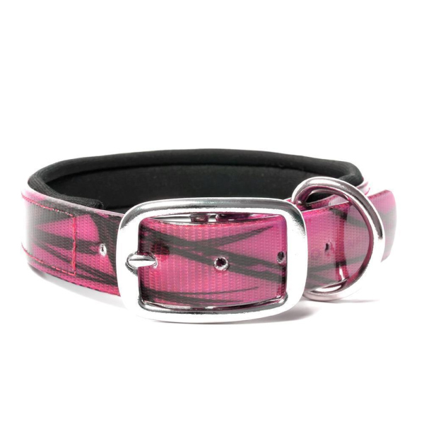 Mystique® Biothane Halsband Deluxe Neopren 25mm gold camo pink 45-53cm