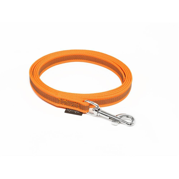 Mystique® Gummierte Leine 12mm mit Handschlaufe Standard Karabiner neon orange 3m