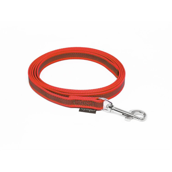 Mystique® Gummierte Leine 12mm mit Handschlaufe Standard Karabiner rot 3m