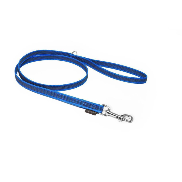 Mystique® Gummierte Leine 15mm mit Handschlaufe Standard Karabiner blau 1m