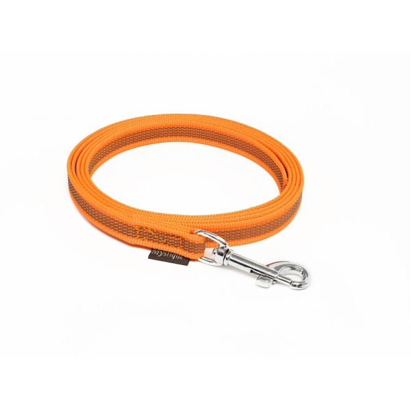 Mystique® Gummierte Leine 15mm mit Handschlaufe Standard Karabiner neon orange 3m