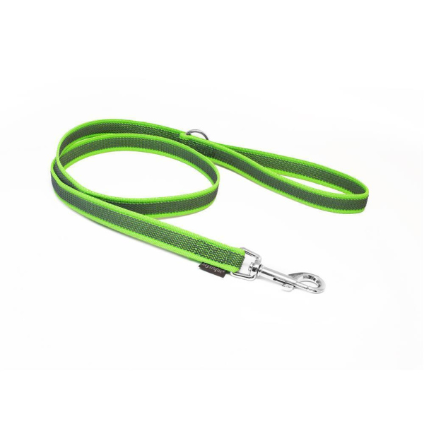 Mystique® Gummierte Leine 20mm mit Handschlaufe Standard Karabiner neon grün 1,2m