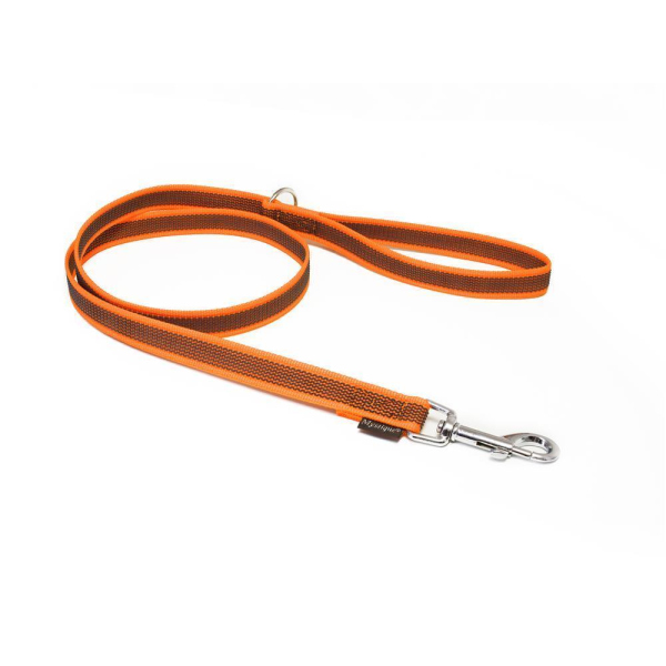 Mystique® Gummierte Leine 20mm mit Handschlaufe Standard Karabiner neon orange 1m