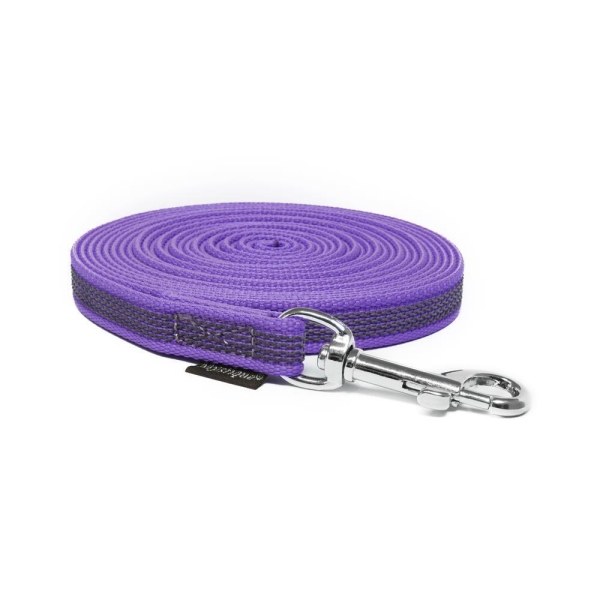 Mystique® Gummierte Schleppleine 15mm mit Handschlaufe Standard Karabiner lila 15m