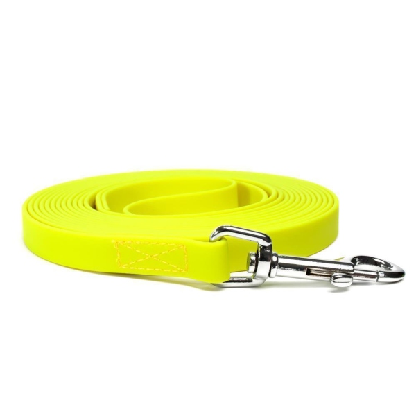 Mystique® Biothane Schleppleine 19mm vernäht mit HS Standard Karabiner beta neon gelb 5m