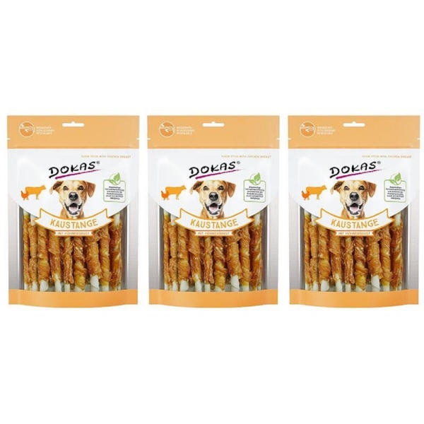 3-er Pack DOKAS - Kaustange mit Hühnerbrust, 200g NEU