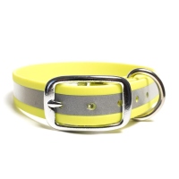 Mystique® Biothane Halsband Deluxe 25mm beta reflex 55-63cm reflex neon gelb