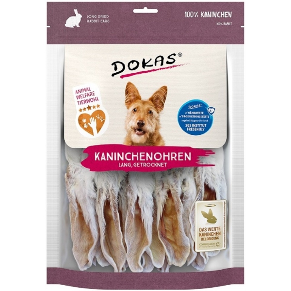 DOKAS - Kaninchenohren mit Fell getrocknet lang (1 x 180g)