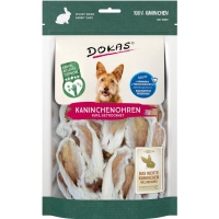 DOKAS - Kaninchen-Ohren mit Fell getrocknet kurz (1 x 100g)