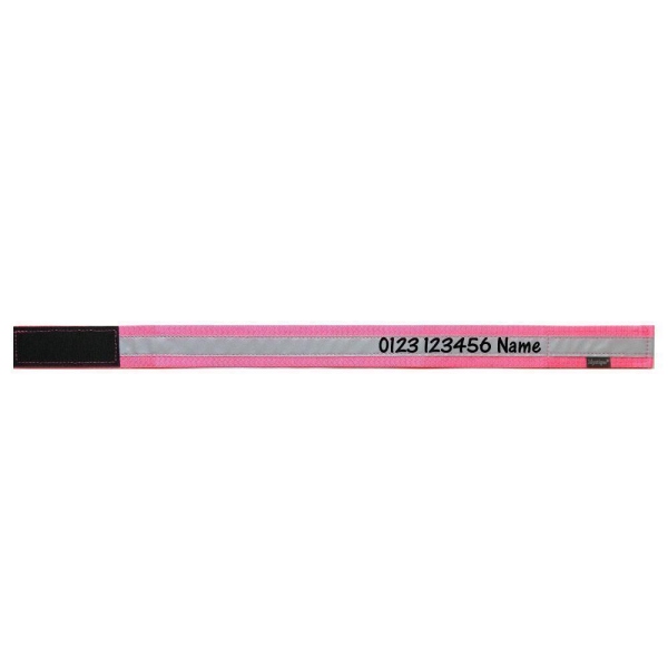 Mystique® Signalhalsband mit Wunschname neon pink 40cm