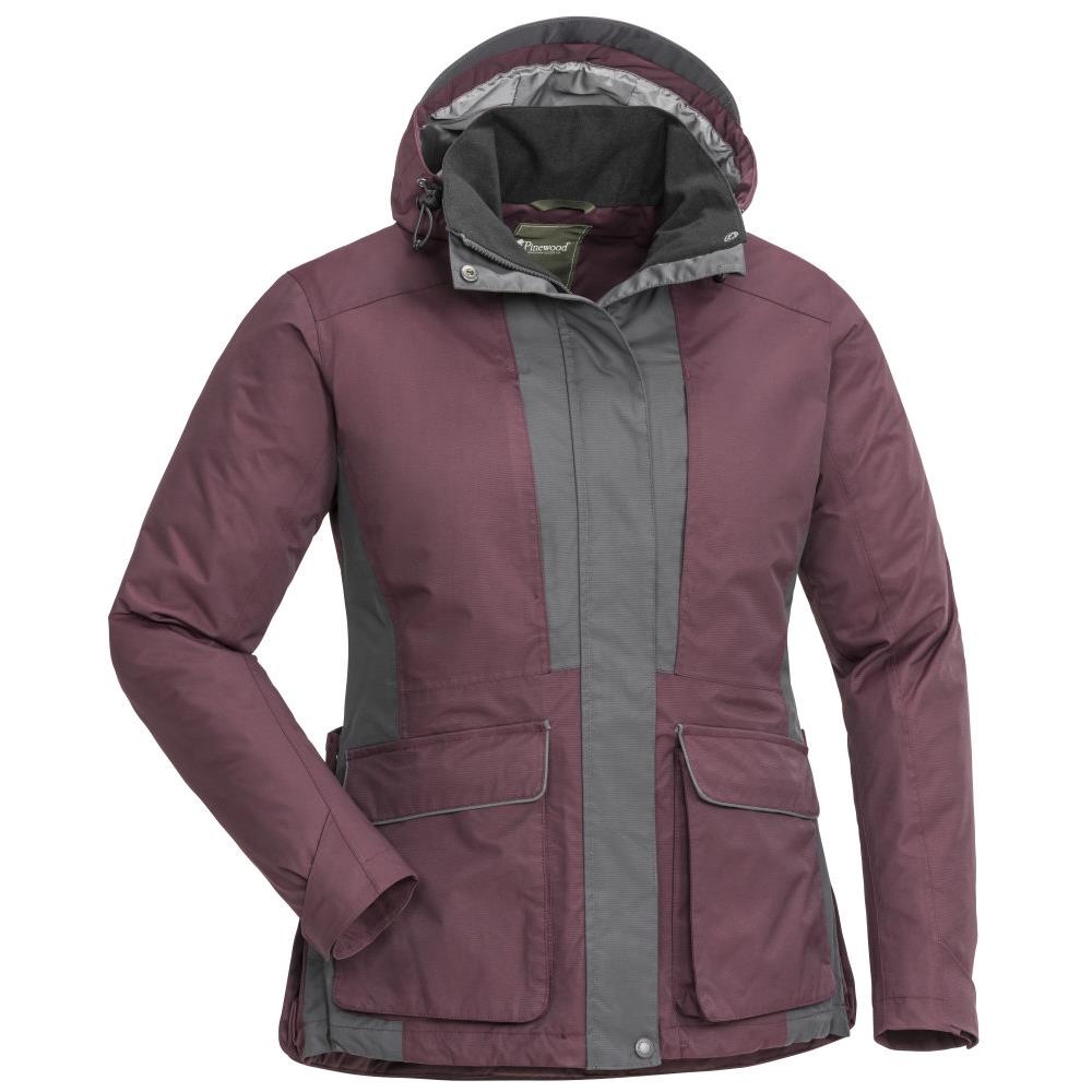 Pinewood Damen Jacke Dog Sports 2.0 – Pflaume/anthrazit, Wind- & Wasserfest, Mit Abnehmbarer Kapuze