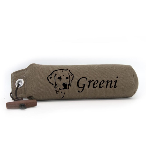 Mystique Dummy Einzel Name Monotype khaki Golden Retriever Kopf