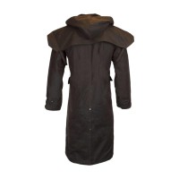 Gewachster Mantel Stockman mit Kapuze Braun XS