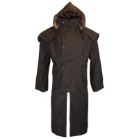 Gewachster Mantel Stockman mit Kapuze Braun 3XL
