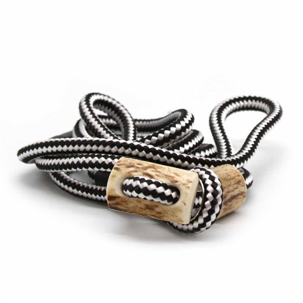MewogS Moxonleine 6mm HORN mit Zugbegrenzung 100cm schwarz-weiß Streifen