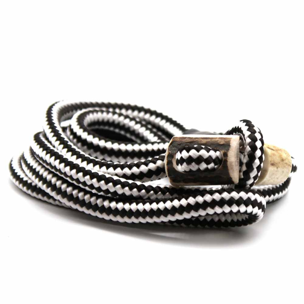 MewogS Moxonleine 8mm HORN mit Zugbegrenzung 100cm schwarz/weiß Streifen