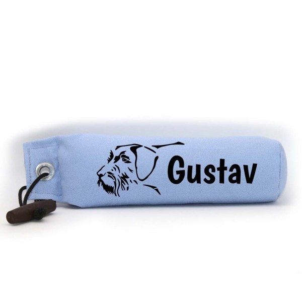 Mystique Dummy Einzel Name Boogaloo hellblau Deutsch Drahthaar