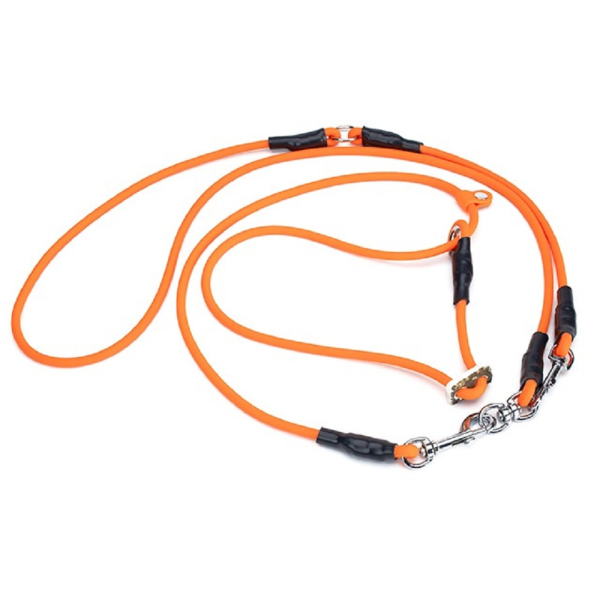 Mystique® Biothane Hunting Profi Umhängeleine 6mm Moxon mit Zugbegrenzung S-275cm neon orange