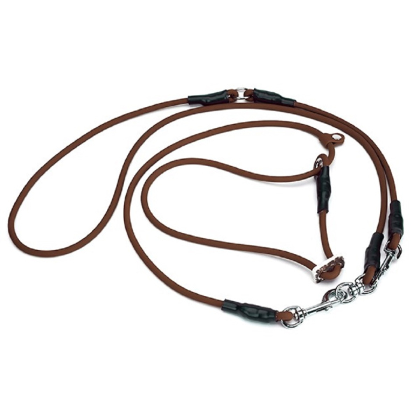 Mystique® Biothane Hunting Profi Umhängeleine 6mm Moxon mit Zugbegrenzung braun M-295cm