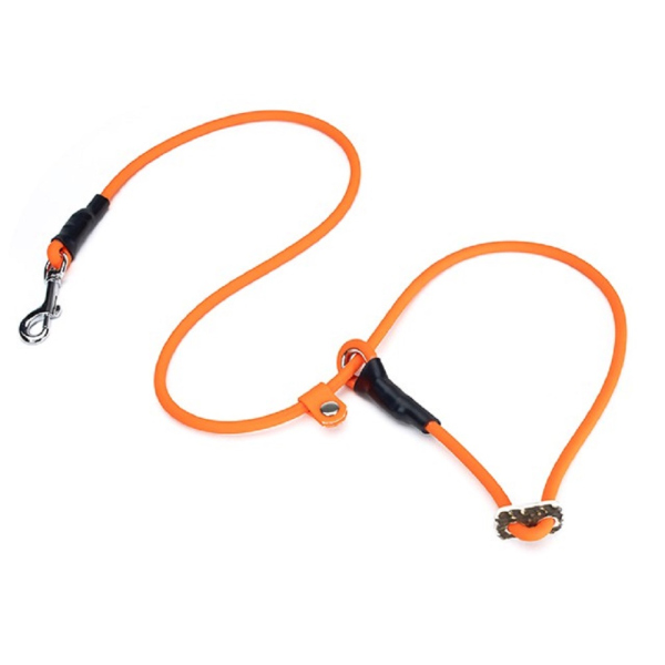 Mystique® Biothane Hunting Profi Teil 6mm Moxon mit Zugbegrenzung neon orange 125cm