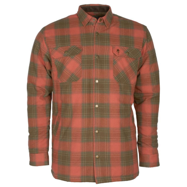 Pinewood 5008 Finnveden Checked Padded Overshirt Terracotta/ Oliv (529)