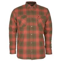 Pinewood 5008 Finnveden Checked Padded Overshirt Terracotta/ Oliv (529)