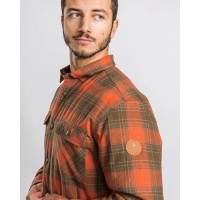 Pinewood 5008 Finnveden Checked Padded Overshirt Terracotta/ Oliv (529)