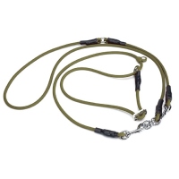 Mystique® Biothane Hunting Profi Umhängeleine 8mm Moxon mit Zugbegrenzung khaki S-275cm
