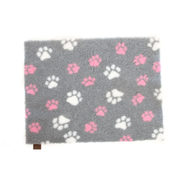 Vetbed Isobed SL grau rosa Pfoten 150 x 100cm