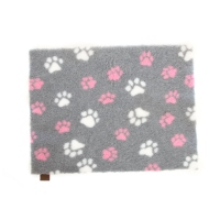 Vetbed Isobed SL grau rosa Pfoten 150 x 100cm