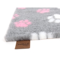 Vetbed Isobed SL grau rosa Pfoten 150 x 100cm