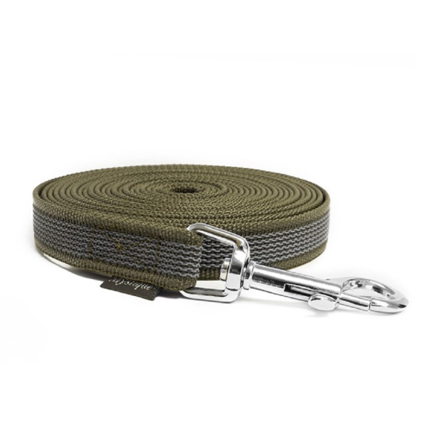 Mystique® Gummierte Schleppleine 20mm mit Handschlaufe Standard Karabiner khaki 10m